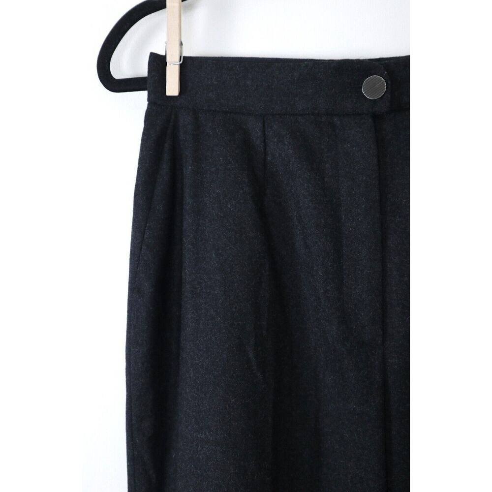 Vintage 1990s Chanel High Waisted Flat Front Wool Trousers Charcoal Gray - Picture 5 of 11